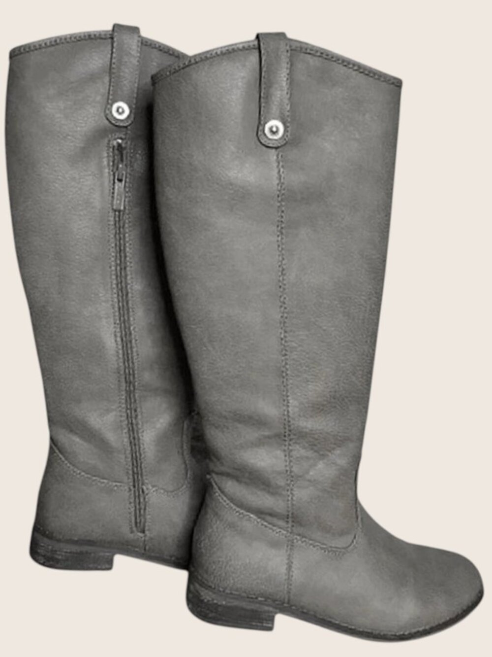 NATURE BREEZE Gray Knee High Boots Button Down Shaft Riding Boots Size 8.5 - Picture 4 of 8